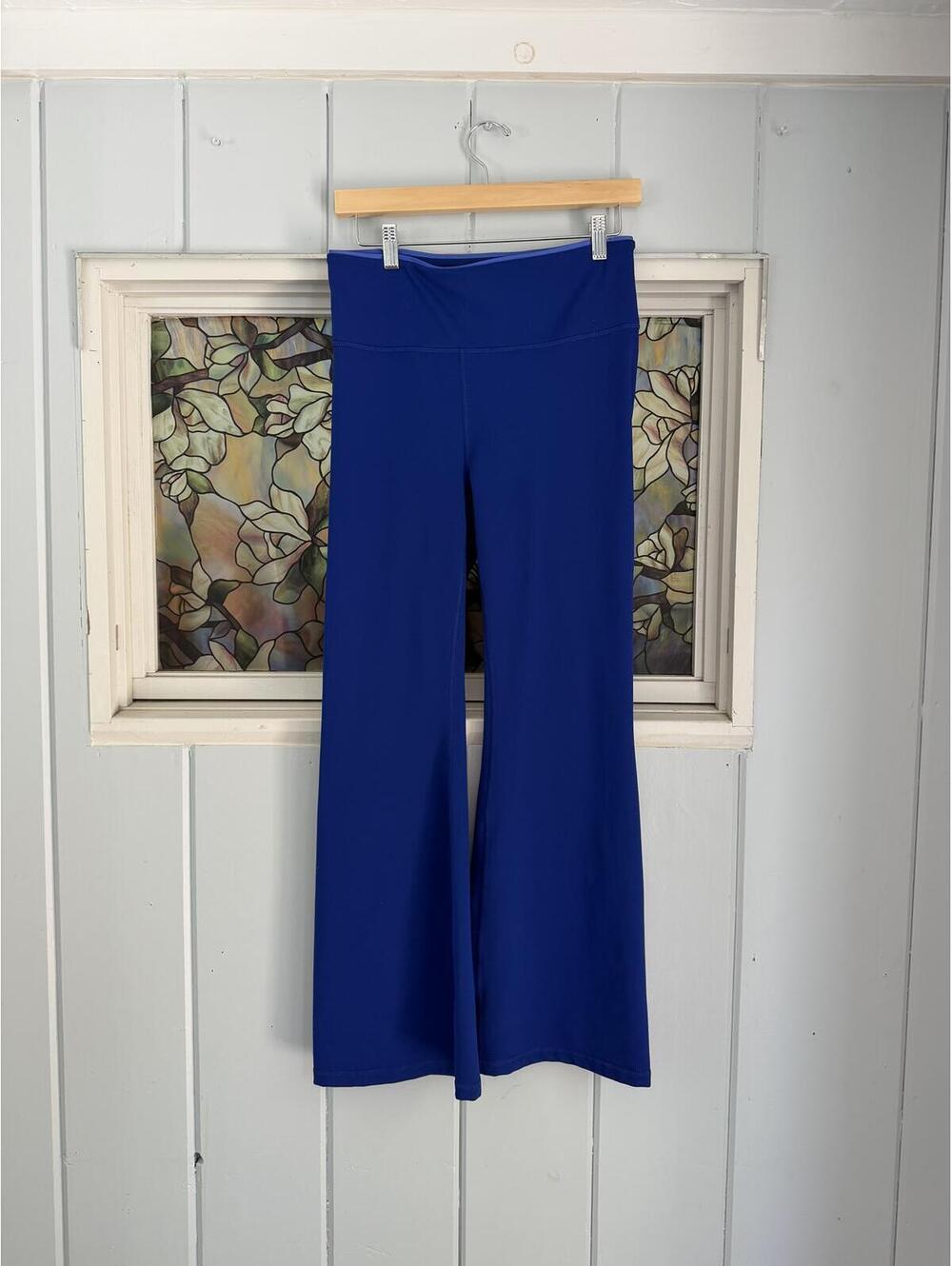 Fabletics Blue Flared pants with Crisscross Back Detail size medium